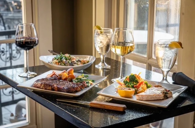 Steak dinner at The Manor at Silo Falls restaurant