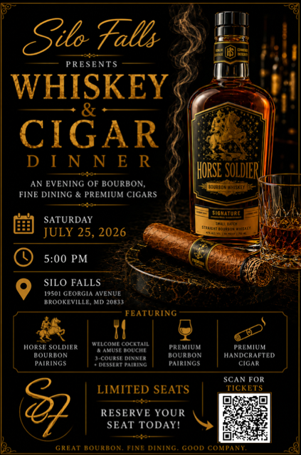 Whiskey and Cigar Dinner at Silo Falls on July 25, 2026