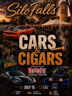 Cars and Cigars at Silo Falls on July 15, 2026
